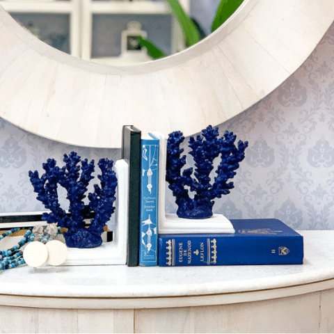 navy resin coral bookends set of 2 available for immediate dispatch or same-day curbside pickup Melbourne VIC