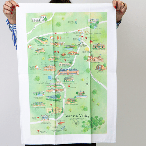 Tea Towel Barossa Valley Wine Region Map Gift 1.0 Brighton House