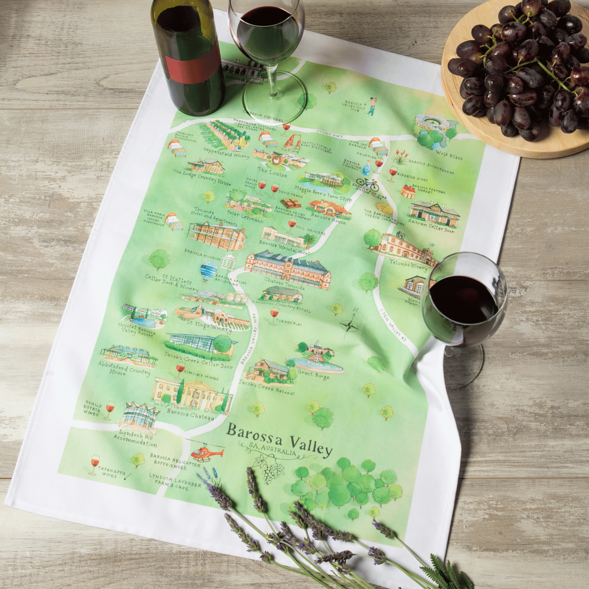 Barossa Valley wine region tea towel