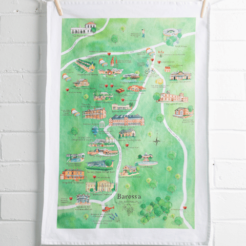 Tea Towel Barossa Wine Region Map Gift