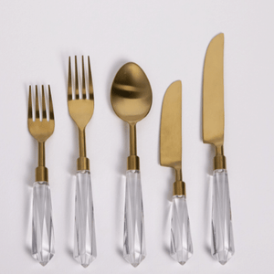 Cutlery Clear Perspex Gold 50 Piece Set