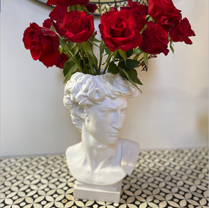 Vase 28cm Michelangelo David White Resin