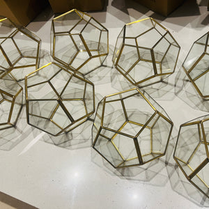 Geometric Gold Glass Centrepiece 15cm Set Of 8 Ex-Rental Melbourne Delivery