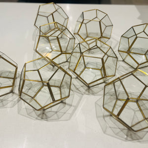 Geometric Gold Glass Centrepiece 15cm Set Of 8 Ex-Rental Melbourne Delivery