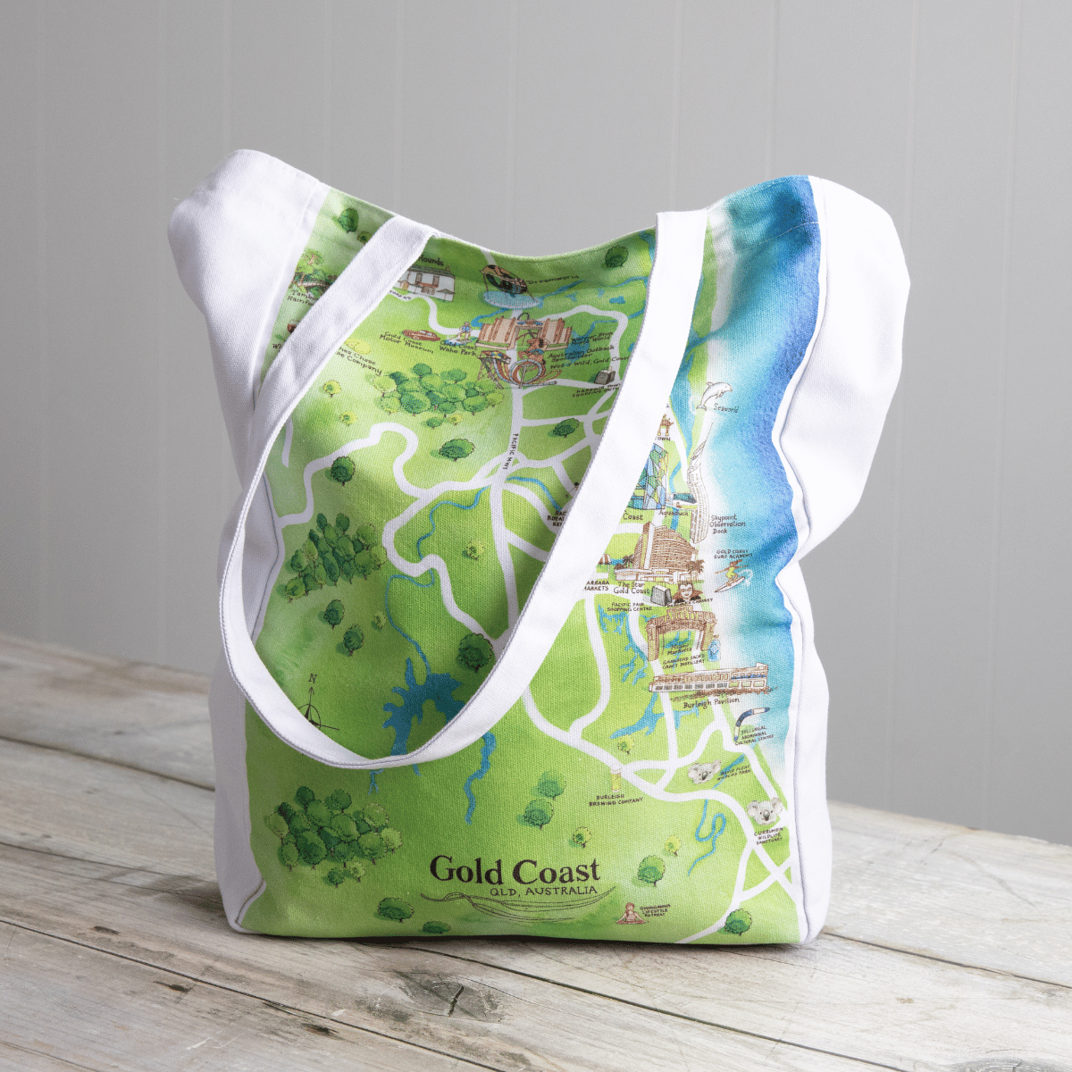 The perfect canvas tote bag for friends or family who live in or love the Gold Coast QLD