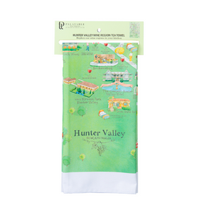 Hunter Valley wine region map tea towel 2.0 iteration retail ready