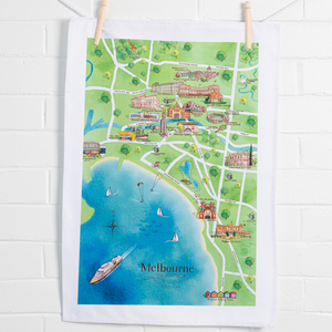 Tea Towel Melbourne Tourist Attractions Map