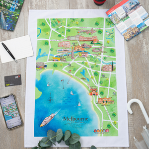 Tea Towel Melbourne Tourist Attractions Map