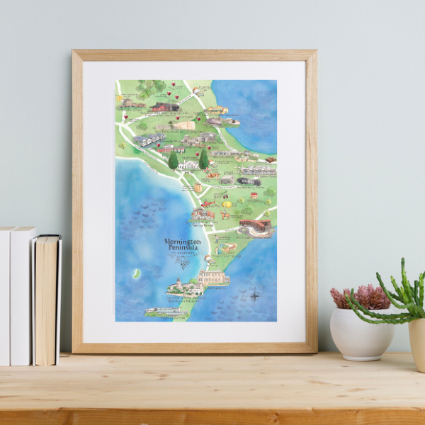 A3 Unframed Print Mornington Peninsula Wine Region Map