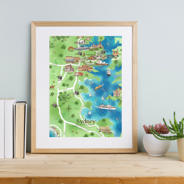 A3 Unframed Print Sydney Tourist Attractions Map