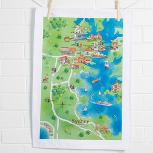 Tea Towel Sydney Tourist Attractions Map