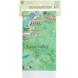 Tamar Valley wine region map tea towel retail ready