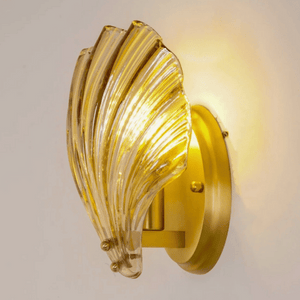 Amber glass clamshell wall sconce light only 1 available