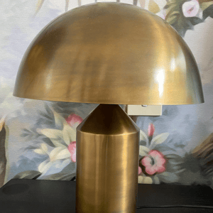 50cm High Tarnished Brass Dome Side Table Lamp closeup