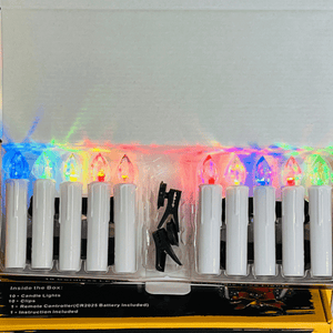 LED coloured flame candles clip on to Xmas tree or use in candlesticks