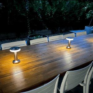 cordless rechargeable table lamp perfect for outdoor entertaining