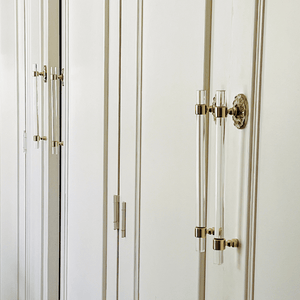 252mm total length perspex and gold door handles set of 2