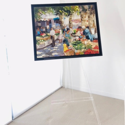 150cm clear acrylic easel disappears into the distance making your artwork the star of the show