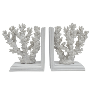 white resin coral bookends set of 2 available for immediate dispatch or same-day curbside pickup Melbourne VIC